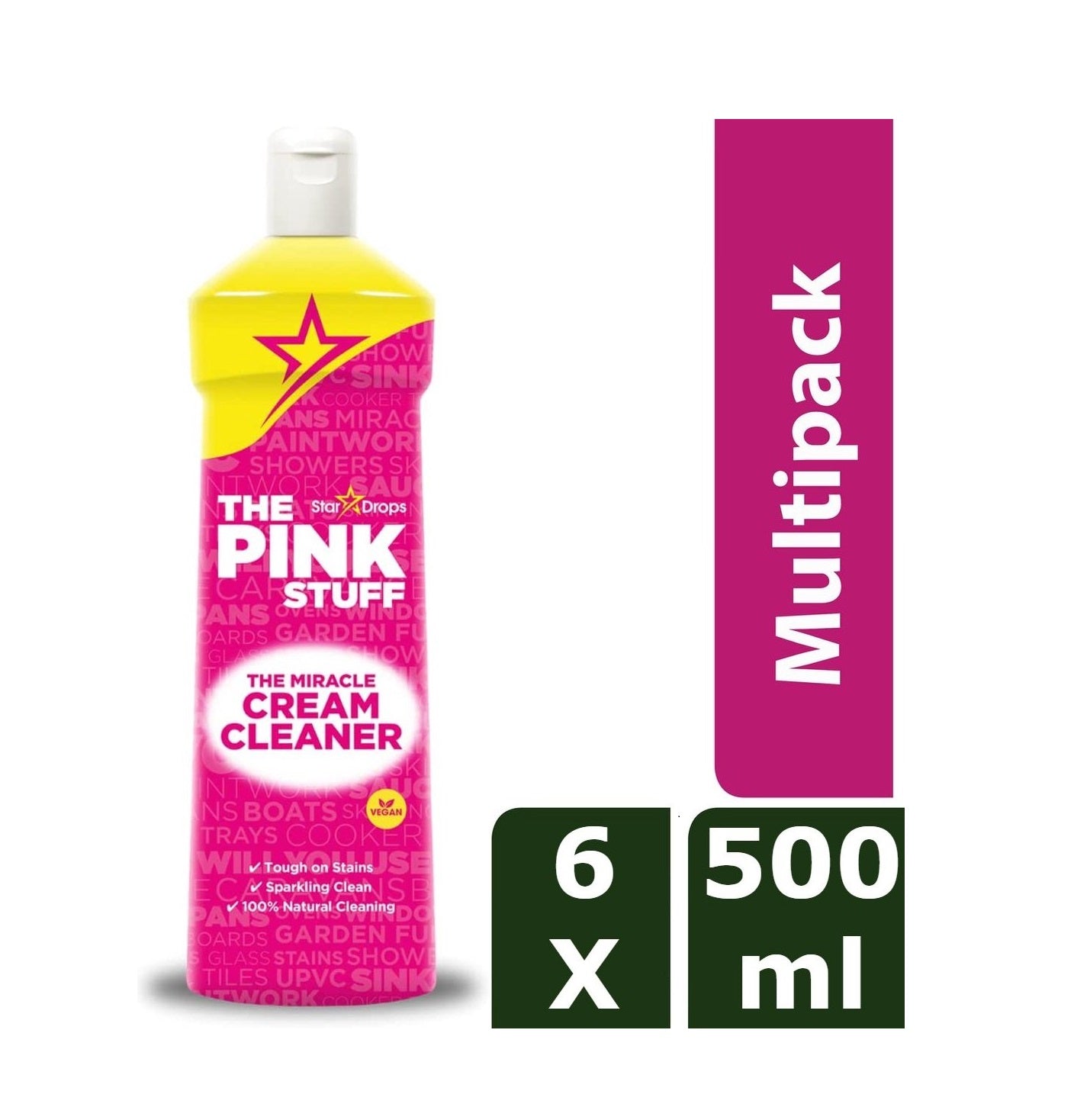 The Pink Stuff Schuurmiddel Creme - lot économique de 6 x 500 ml - Écologique