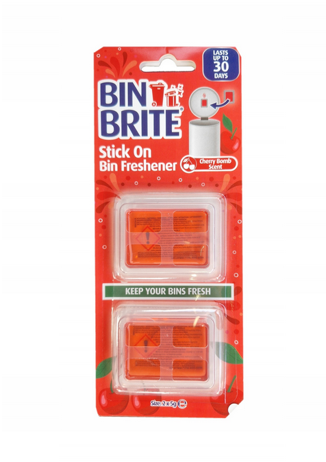 Bin Brite Stick-On Bin Freshener – Cherry Bomb | Scent Freshener for Trash Bins | Up to 30 Days Freshness