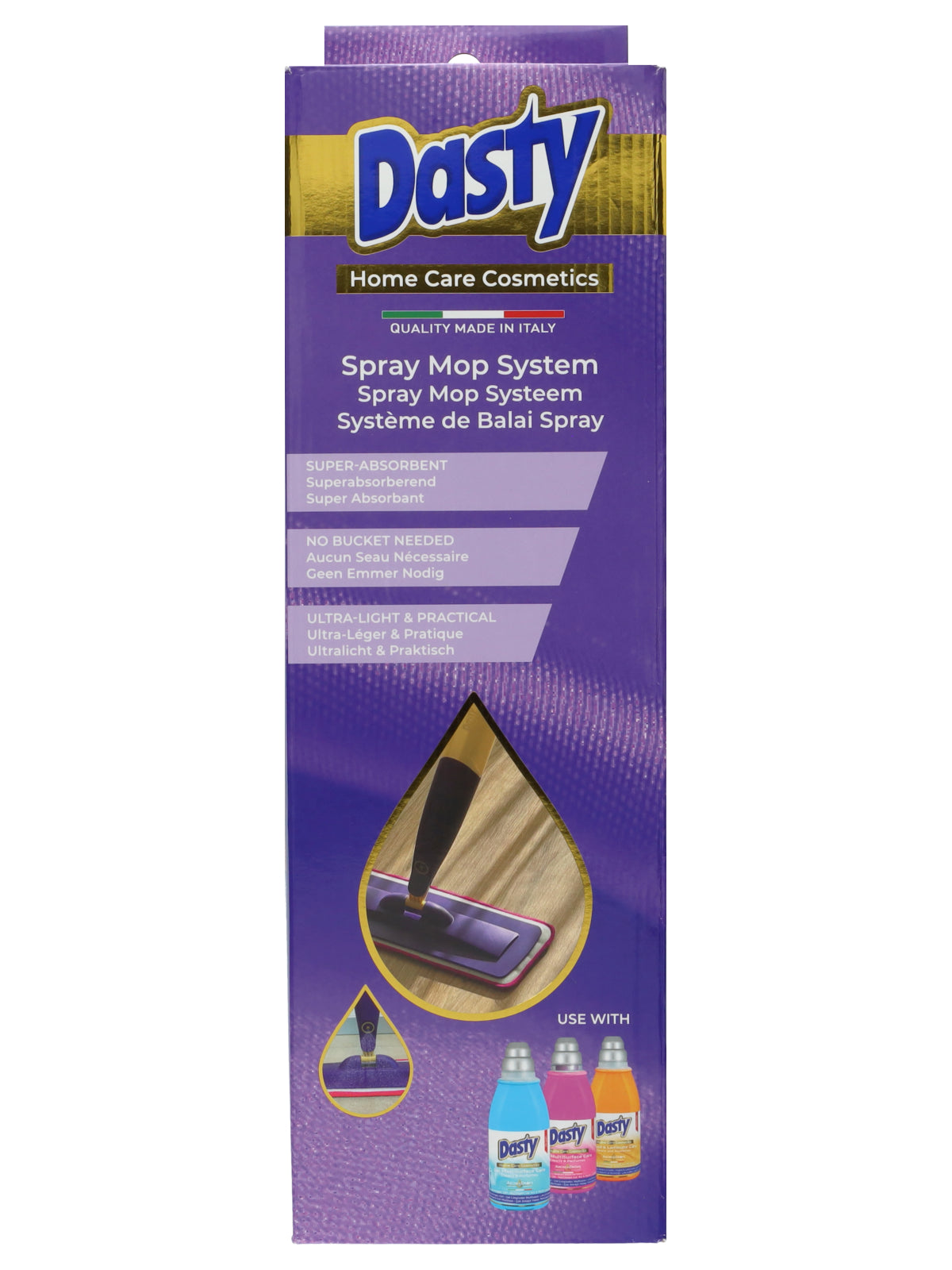 Dasty Sprühmopp mit Sprühsystem – Bodenmopp & Wischmopp ohne Eimer – Schwenkbarer Moppkopf – 42 cm