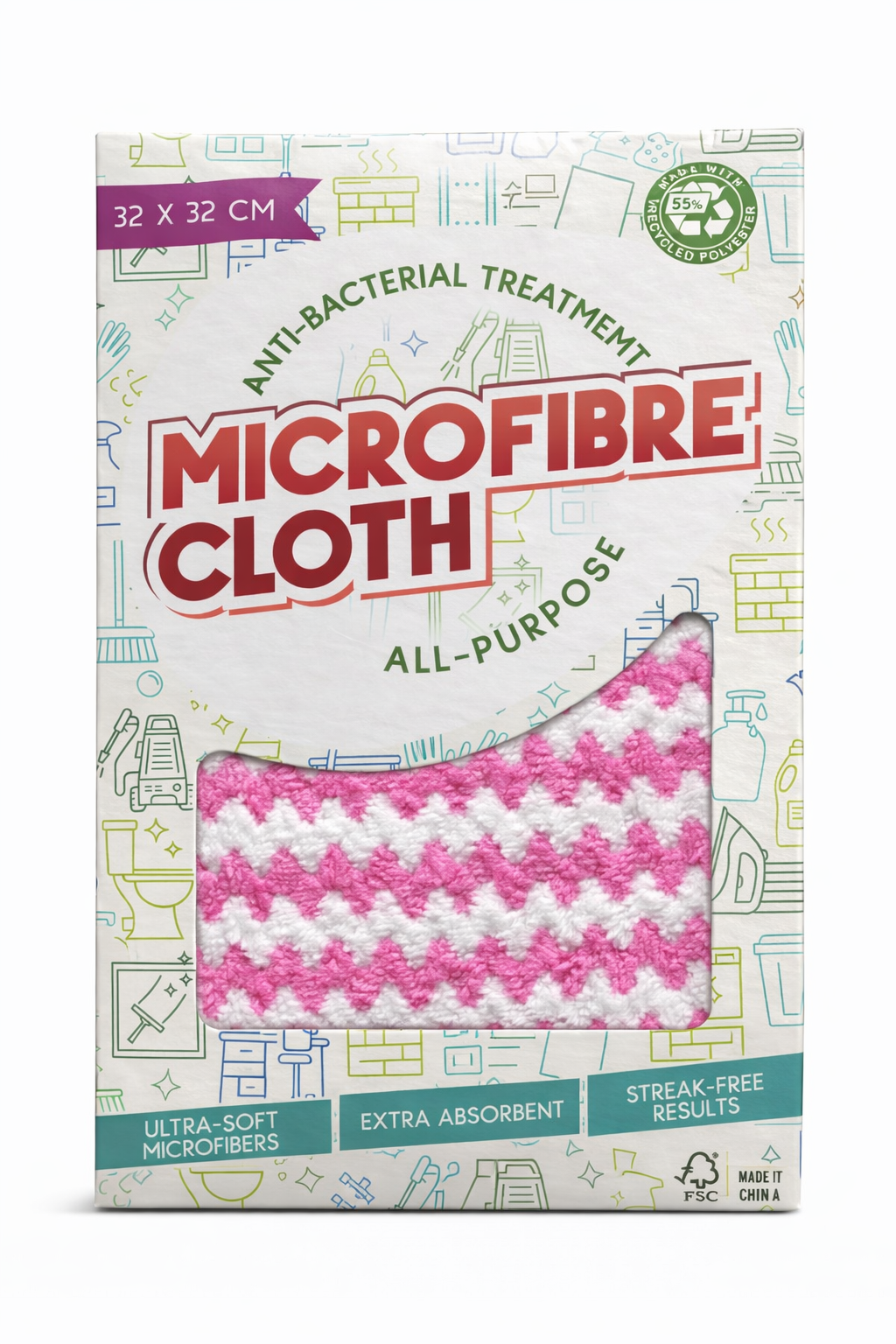 Różowa Ściereczka z Mikrofibry 32x32 cm Antybakteryjna – Uniwersalna Ściereczka do Sprzątania – Idealna do Pink Stuff, Sprzątania z TikTok, Kuchni, Łazienki, Okien i Samochodu