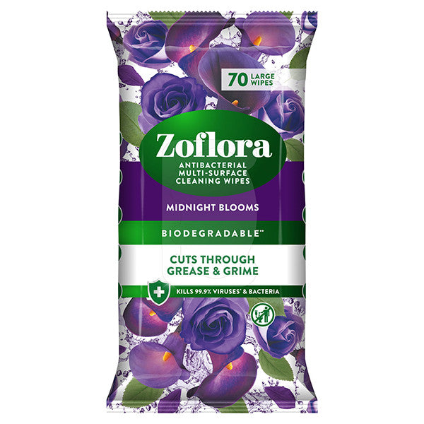 Zoflora Antibacterial Cleaning Wipes Midnight Blooms (70 wipes)