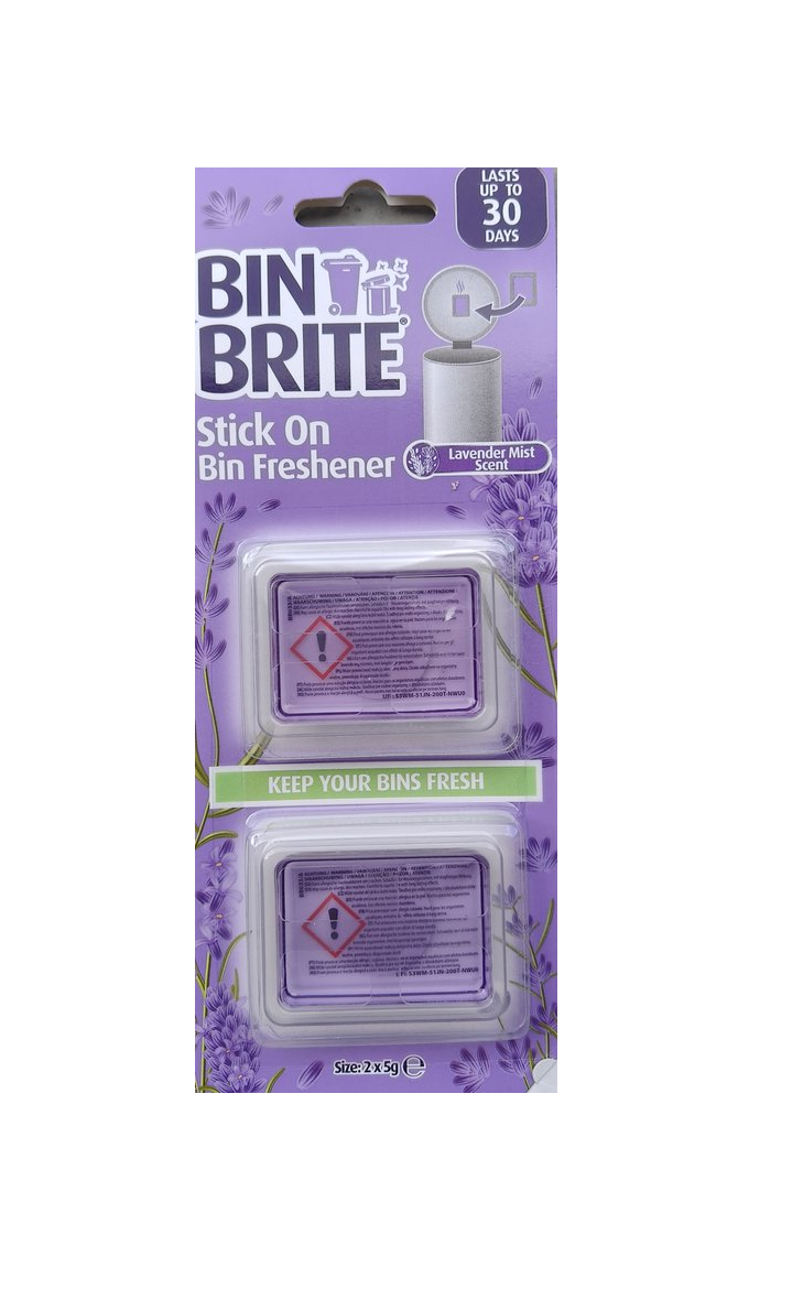 Bin Brite Stick-On Bin Freshener – Lavender Scent | Keep your trash can fresh up to 30 days | Scent refresher for trash bins