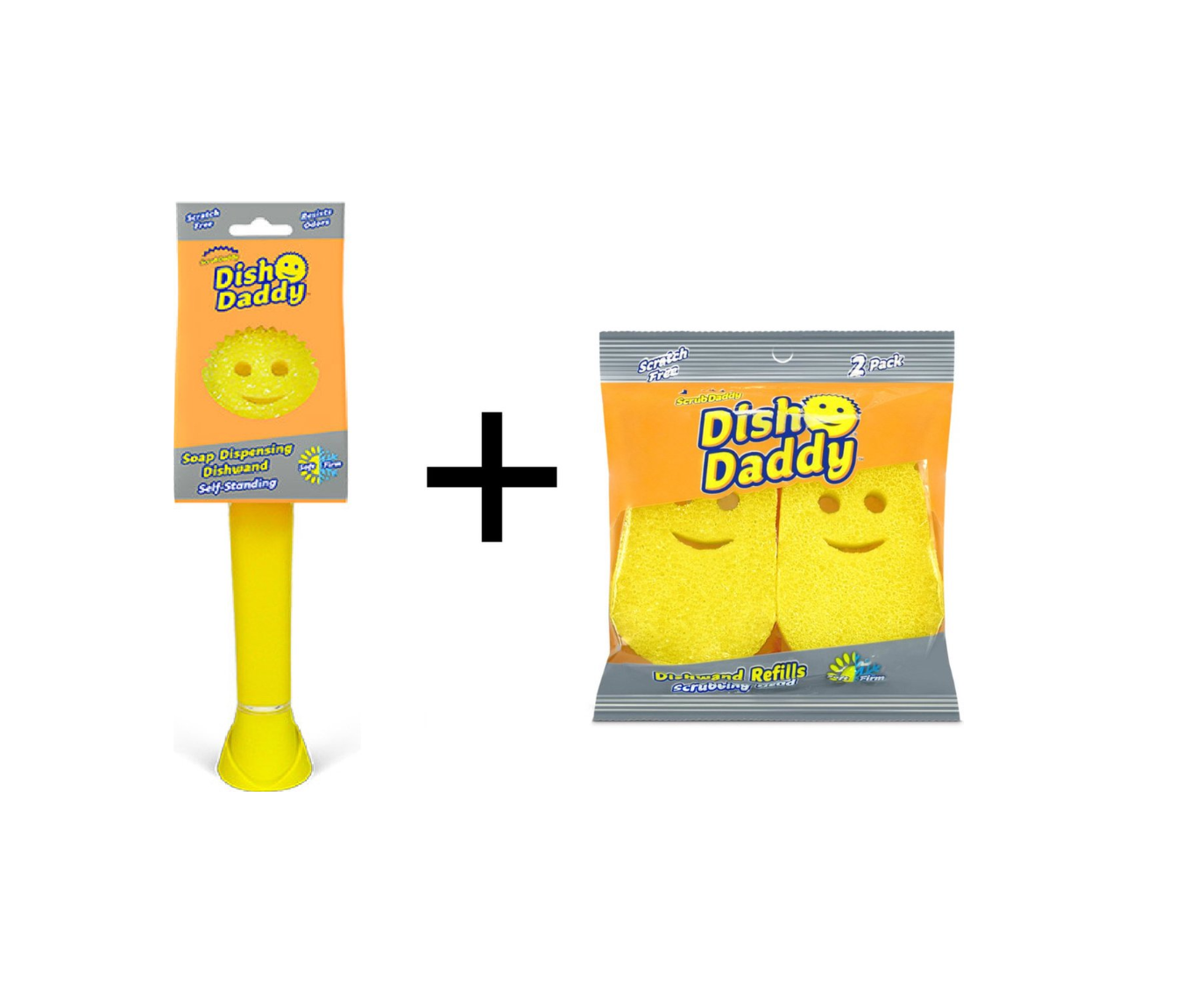 Spazzola per piatti Scrub Daddy - Incl. 2 spugne extra - Giallo