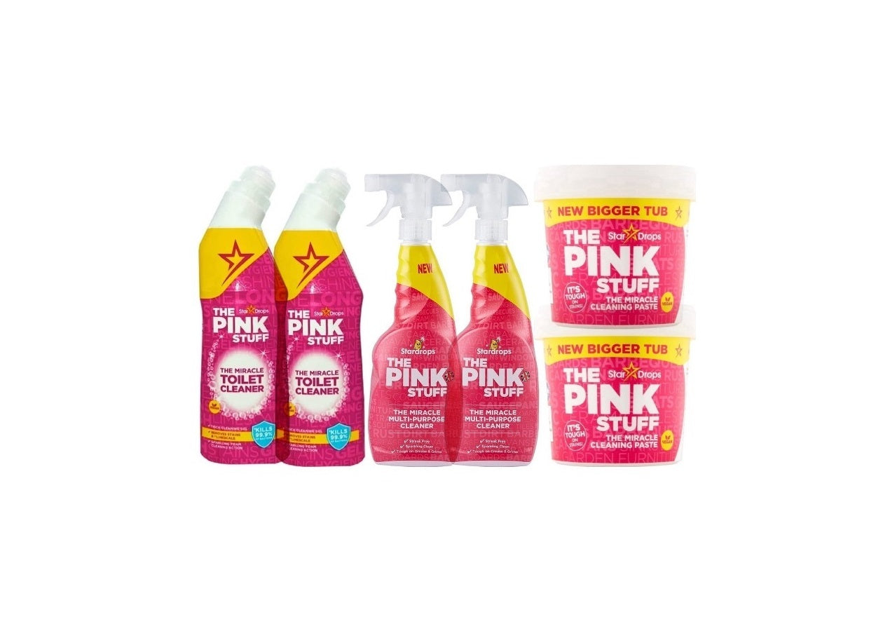 The Pink Stuff Ultieme Bundel - 2x Spray 750 ml - 2x Limpiador de inodoros 750 ml - 2x Pasta Milagrosa 850 gramos