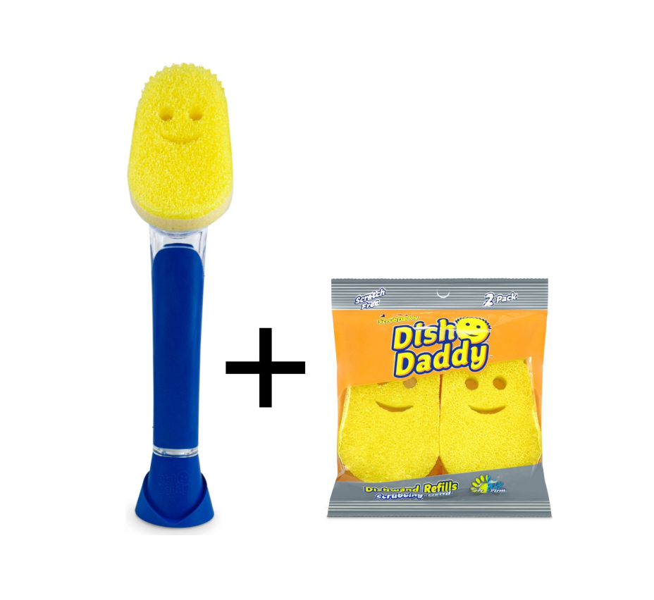 Cepillo para lavar Scrub Daddy - Incluye 2 esponjas extra - Azul