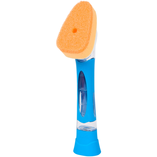 CleanRite Dish Sponge with Soap Dispenser – Refillable Handle – Blue
