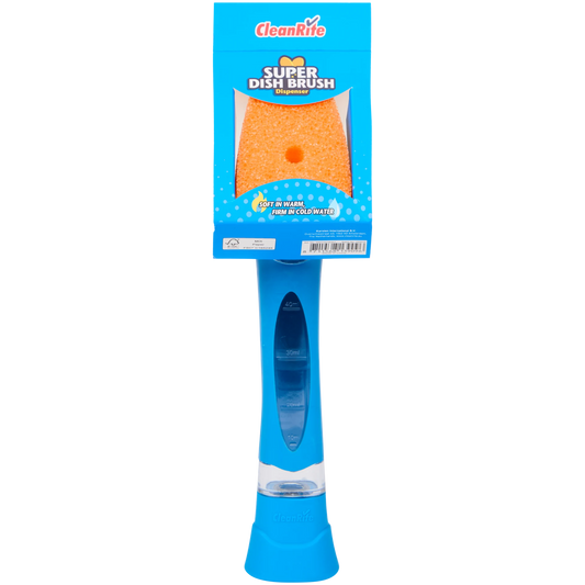 CleanRite Dish Sponge with Soap Dispenser – Refillable Handle – Blue