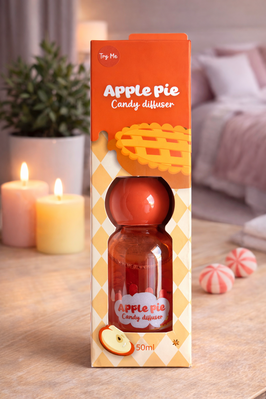Apple Pie Candy Diffuser 50ml – Zoete Appeltaart Geurverspreider – Home Fragrance Diffuser – Candy Geur Diffuser voor Kamer, Slaapkamer en Woonkamer - ViralCleaning