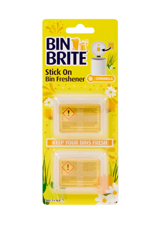 Bin Brite Stick-On Trash Can Freshener Citronella – Odor Remover for Trash Bin and Container – 2 Pieces