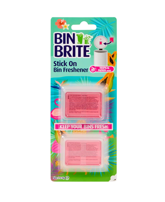 Bin Brite Stick-On Container Freshener Tropical Papaya – Trash Can Odor Remover – 2 Pieces