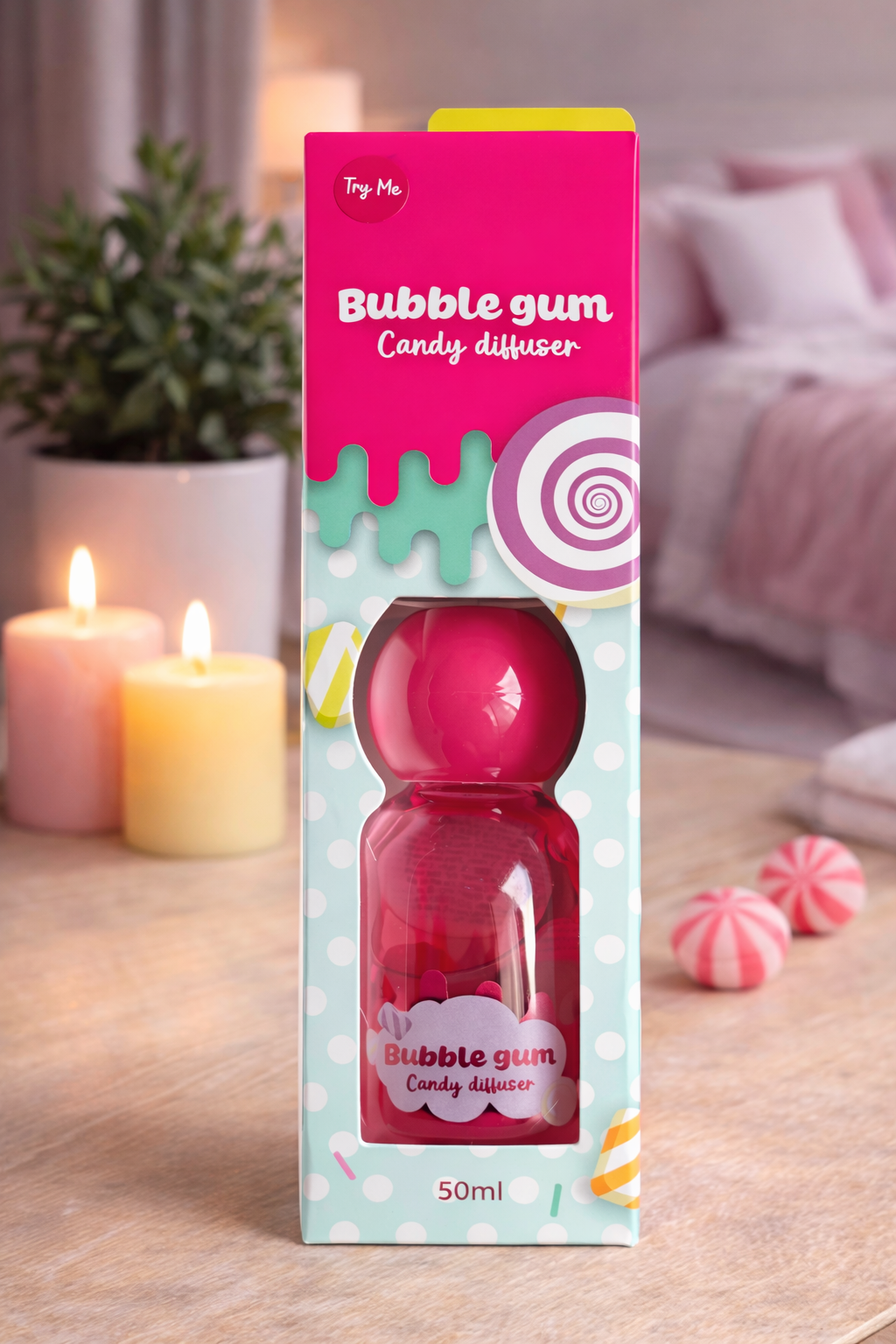 Diffusore Profumo Bubble Gum Candy 50ml – Diffusore per Ambiente – Dolce Profumo di Chewing Gum – Diffusore Aroma Candy