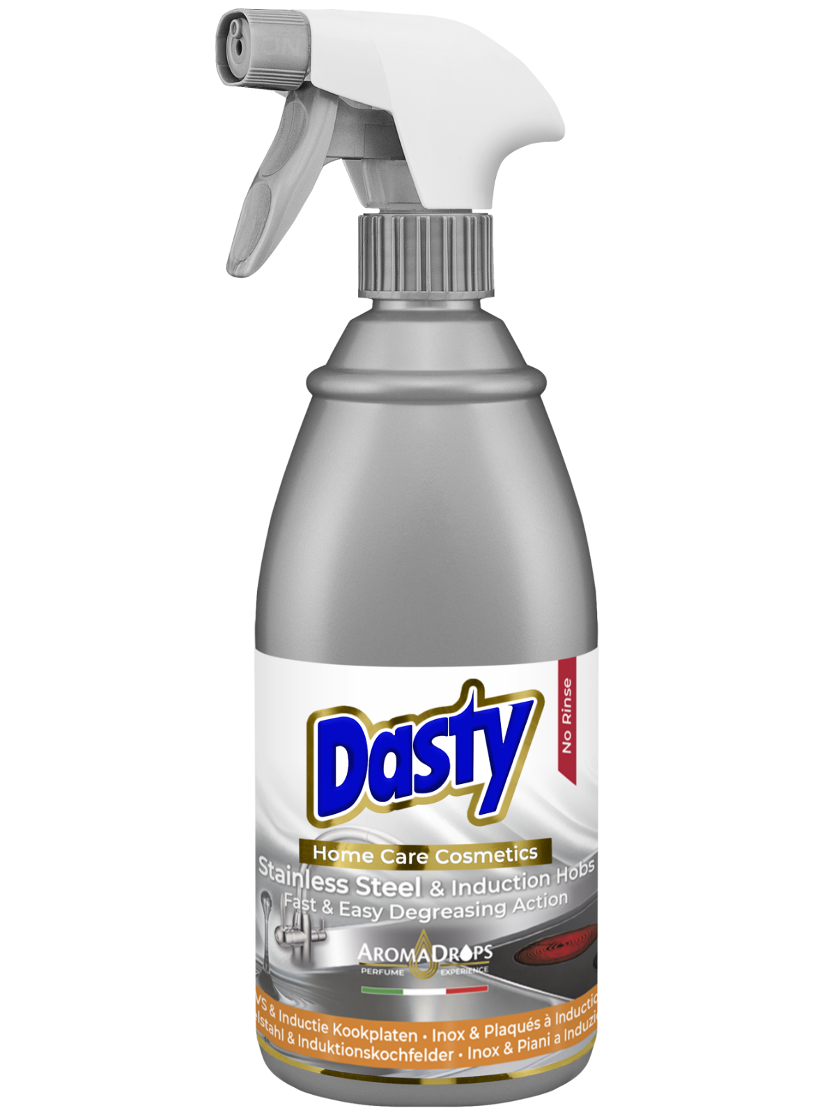 Dasty RVS- en Inductiekookplaatreiniger 700 ml – Streeploze Reiniger met Beschermende Glans
