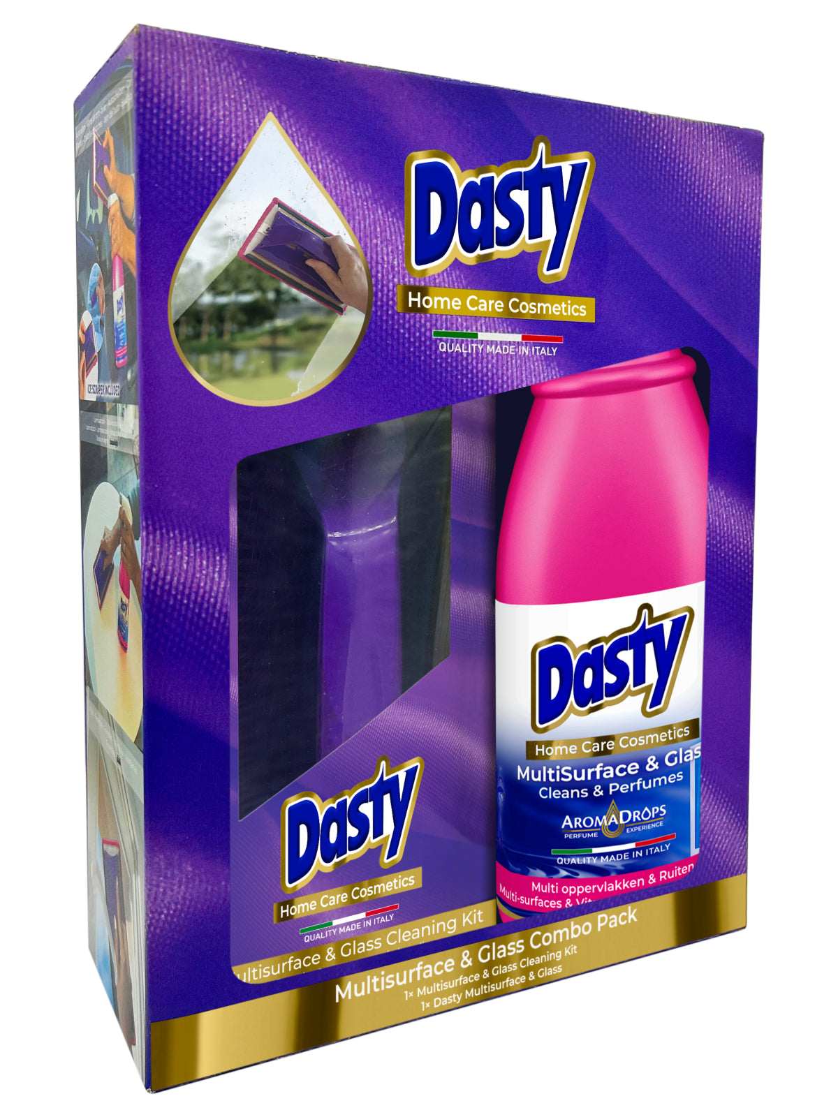 Dasty Glass Cleaner Kit + Window Cleaner 700 ml – Window Cleaning Set with Microfiber Pad