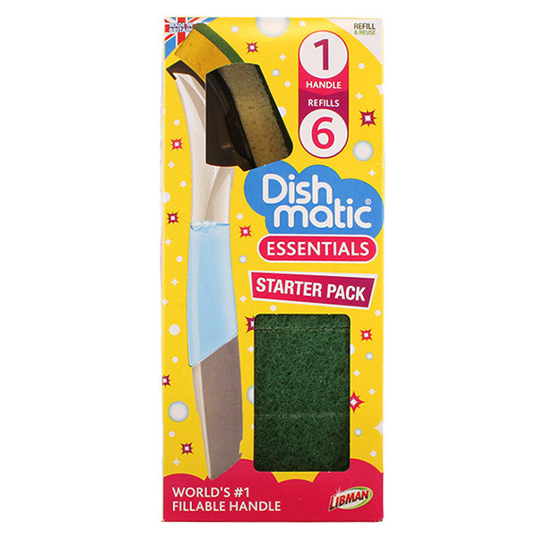 Dishmatic Refillable Dish Brush Starter Set (1 brush - 6 refills)