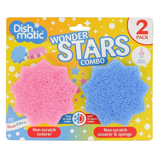 Dishmatic Scratch-Free Scrubbing Sponges with Flexible Fibers – Multipurpose & Odor-Resistant (2-pack)