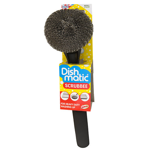 Dishmatic Scrubbee Dish Brush with Steel Wool – For Stubborn Dirt