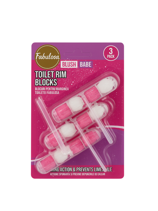 Bloques de inodoro Fabulosa – 3 piezas - Blush Babe - Aroma fresco y protección contra la cal