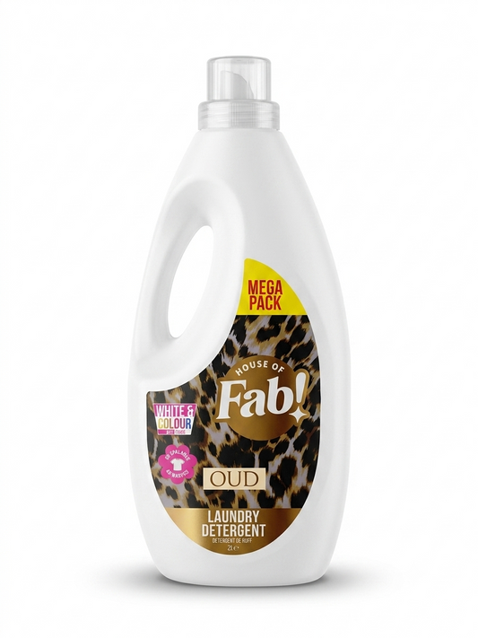 Fabulosa Oud Laundry Detergent Mega Pack 2L – Detergent for White & Colored Laundry with Luxurious Oud Scent