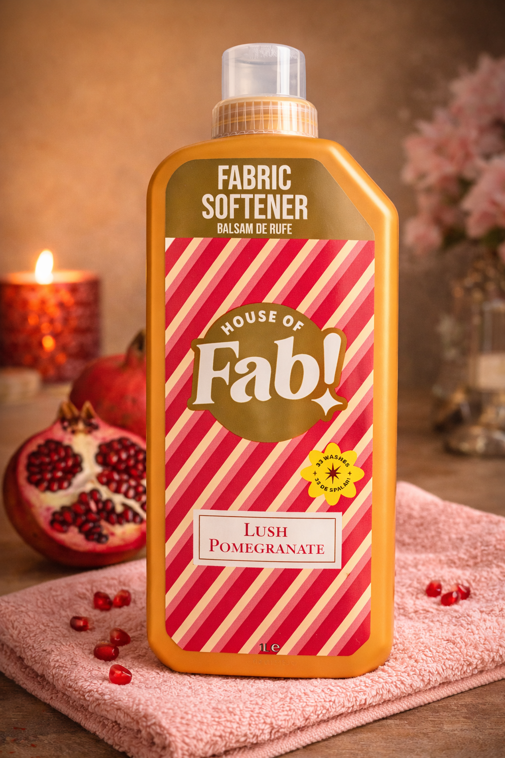 House of Fab Lush Gránátalma Öblítő – Öblítőszer 1L – 33 Mosás – Illatfokozó Ruhakezelő