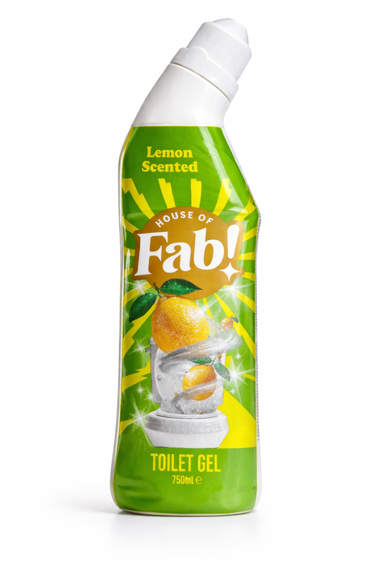 House of Fab Toilet Gel Lemon 750ml – Toilet Cleaner Lemon – Powerful Toilet Cleaner against Limescale, Residue, and Dirt – Fresh Lemon Toilet Gel
