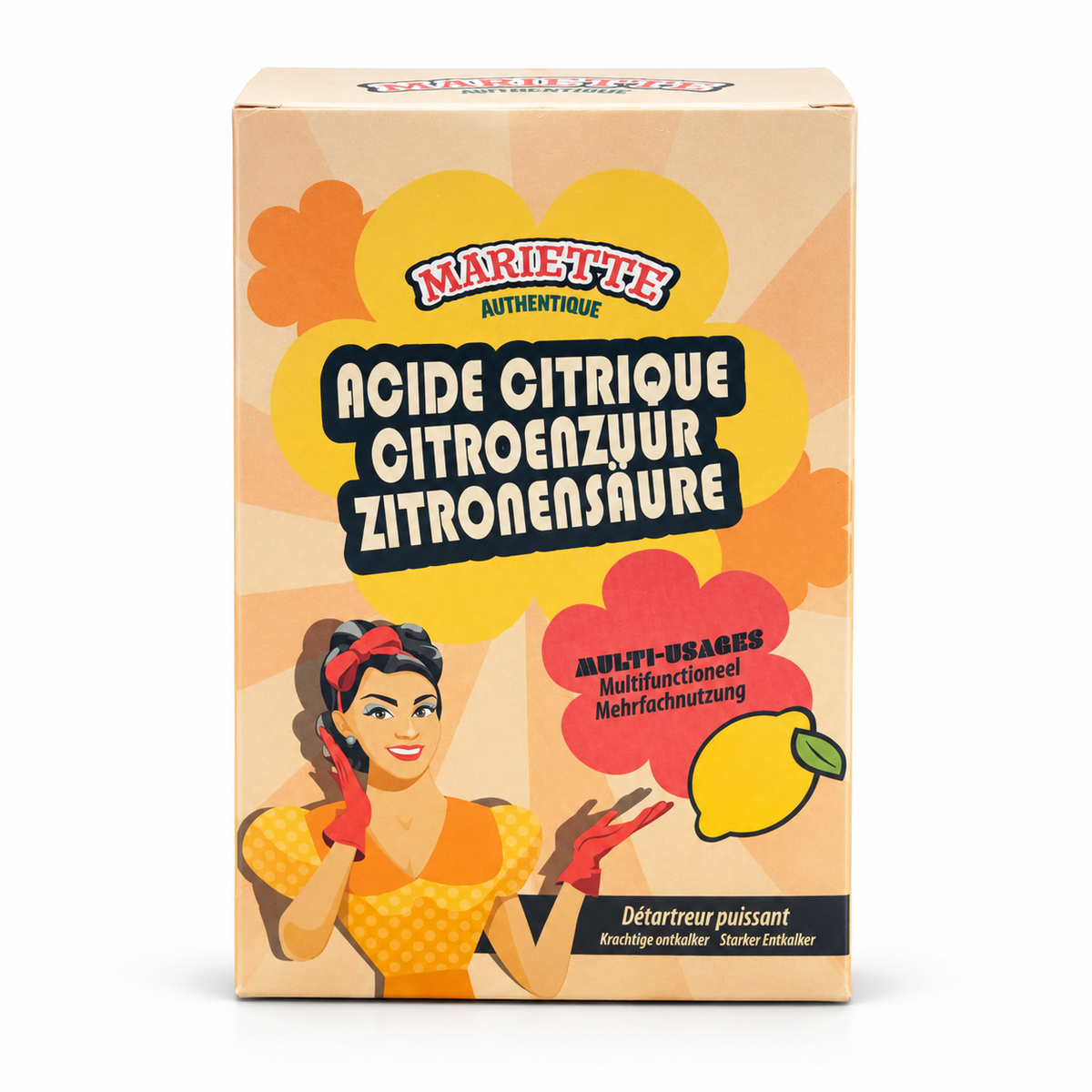 Ácido cítrico Mariette Authentique 500 g – Potente descalcificador multiusos