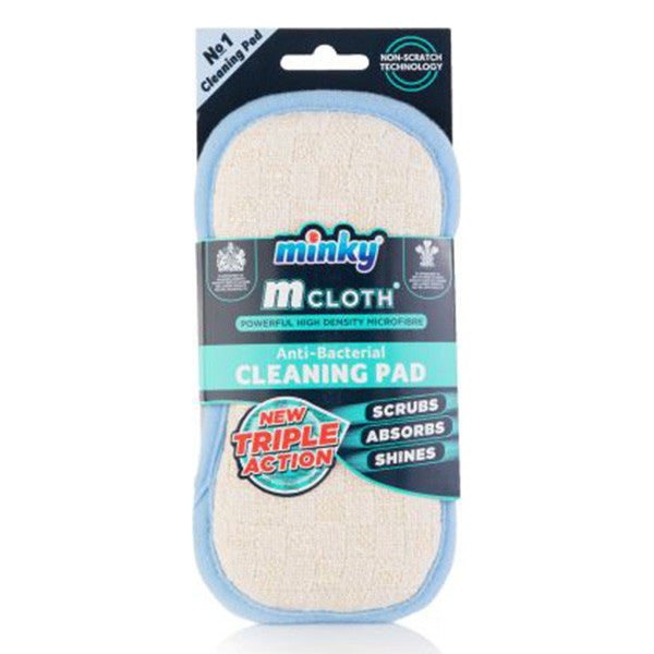 Minky M Cloth Cleaning Pad – White with Blue Edge (3-in-1 Cleaning Power)