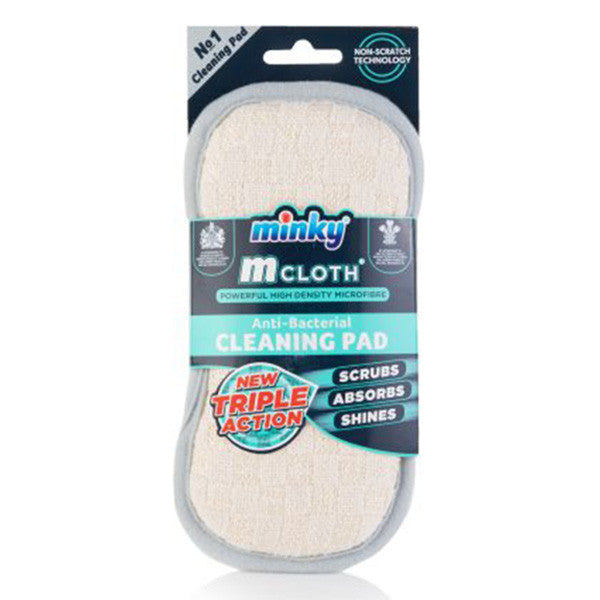 Minky M Cloth Cleaning Pad – White with Grey Edge (3-in-1 Cleaning Power)