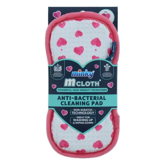 Minky M Cloth Cleaning Pad – Hearts Edition (White/Red • Double-sided)
