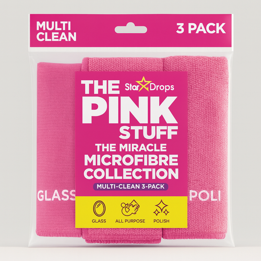 The Pink Stuff Chiffon de nettoyage microfibre rose (3 pièces)
