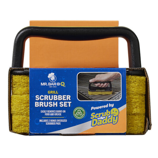 Scrub Daddy MR. BAR-B-Q Grill Scrubber Brush Set – BBQ Scrub Brush with 2 Extra Scrubber Pads
