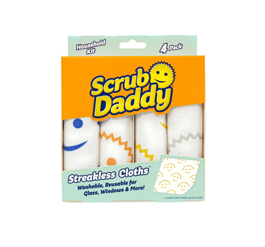 Scrub Daddy Streepvrije Reinigingsdoeken – 4-pack | Herbruikbare & Wasbare Doeken voor Glas, Elektronica, Ramen en Huishoudelijke Apparaten