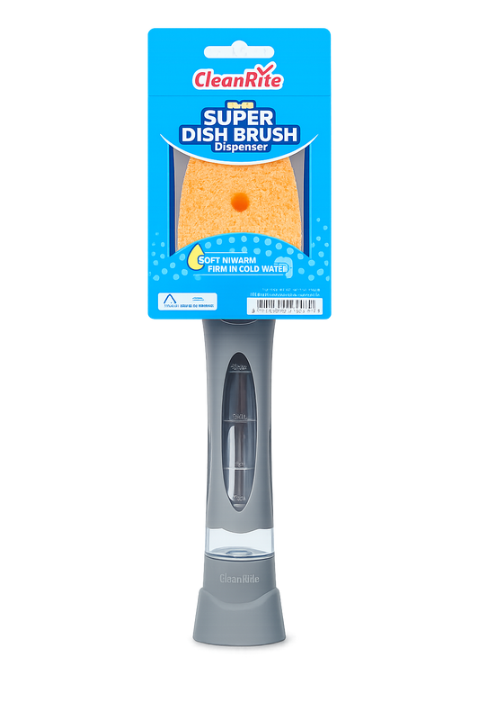 CleanRite Cleaning Sponge with Dispenser – Refillable Dish Sponge with Handle – Gray