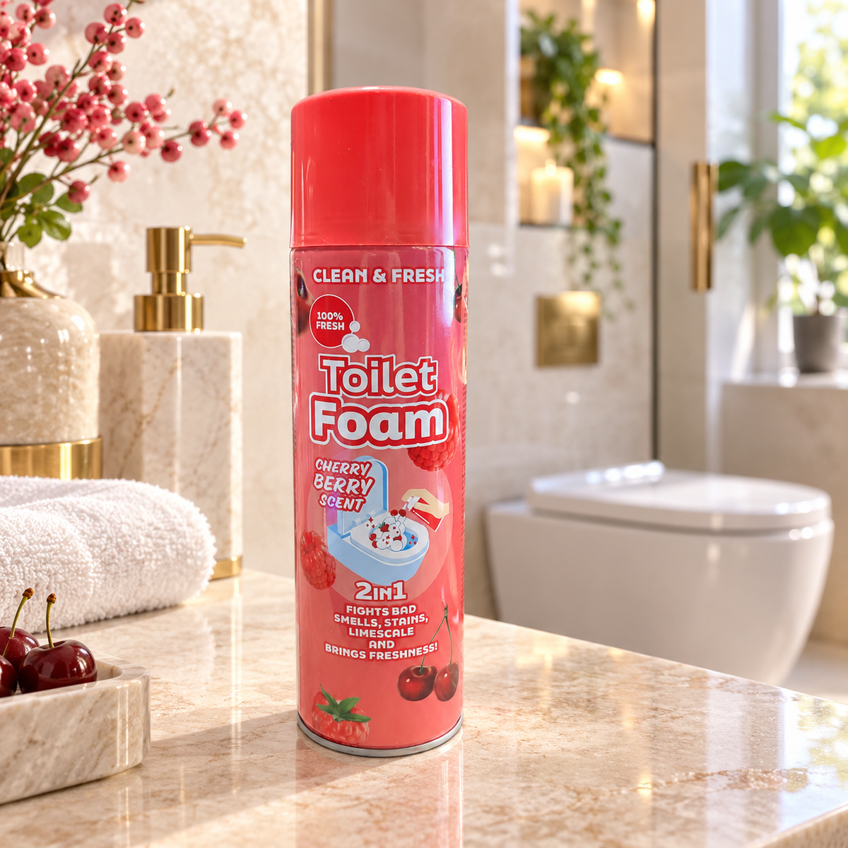 Clean & Fresh Toilet Foam Cherry Berry 500ml – pianka do czyszczenia toalety