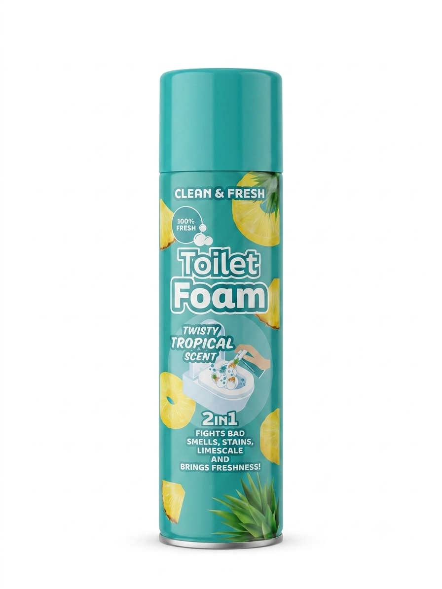 Clean & Fresh Toilet Foam Twisty Tropical Scent – Toiletschuim Reiniger Spray – 2-in-1 tegen Geurtjes, Vlekken & Kalkaanslag